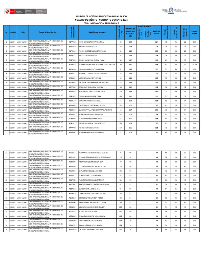 Mérito Docente Pasco 2025 | PDF