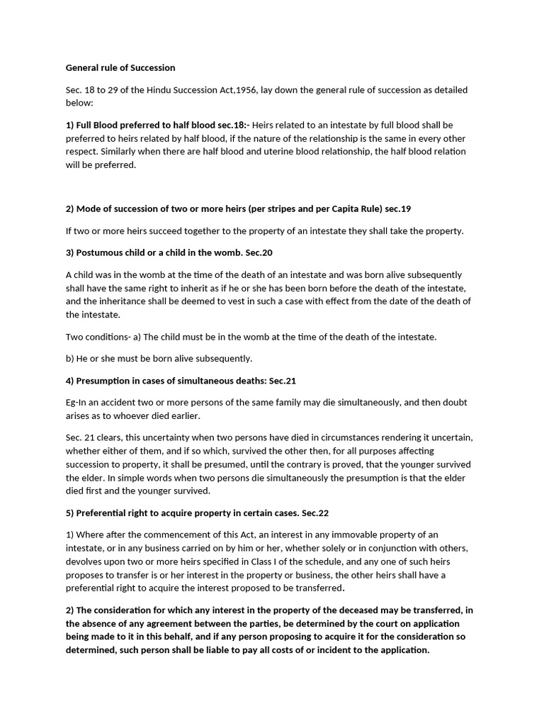 General Rules of Succession Under HSA | PDF | Inheritance | Legal Documents