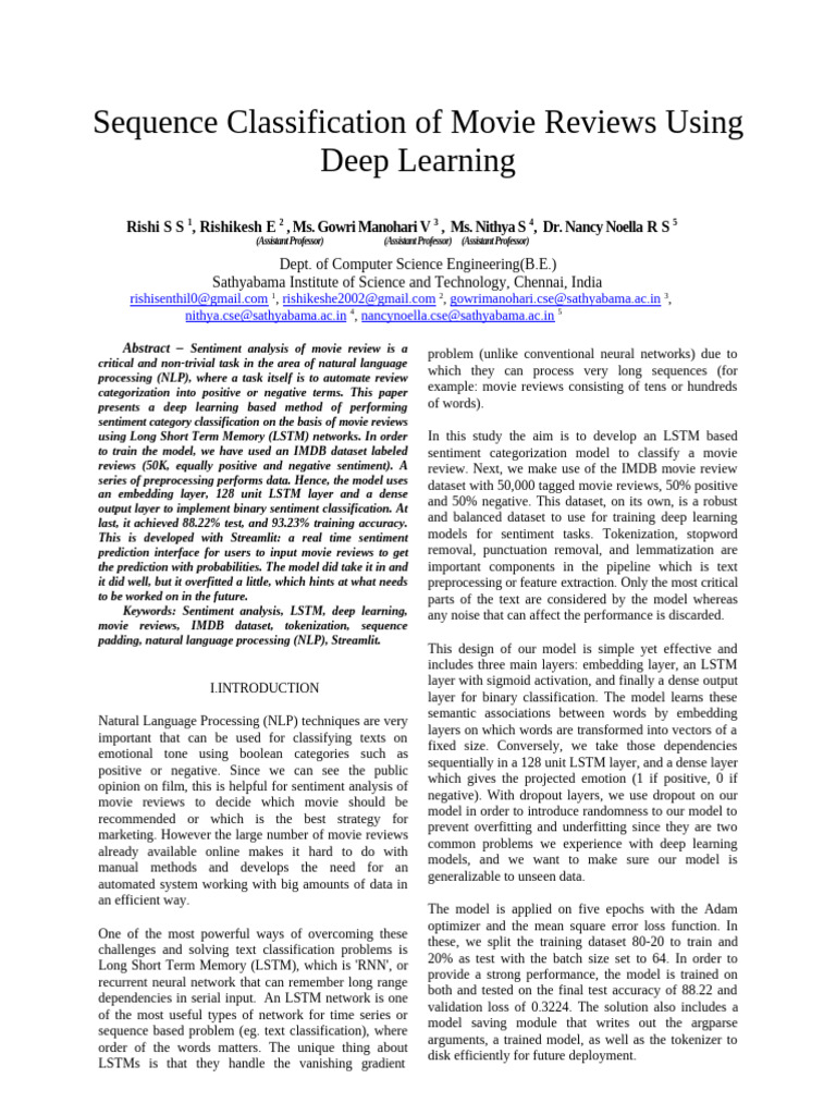 LSTM-Based Sentiment Analysis of Movie Reviews | PDF | Machine Learning ...