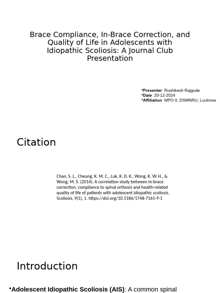 Risser Cast Impact on Scoliosis Treatment | PDF | Scoliosis | Psychology
