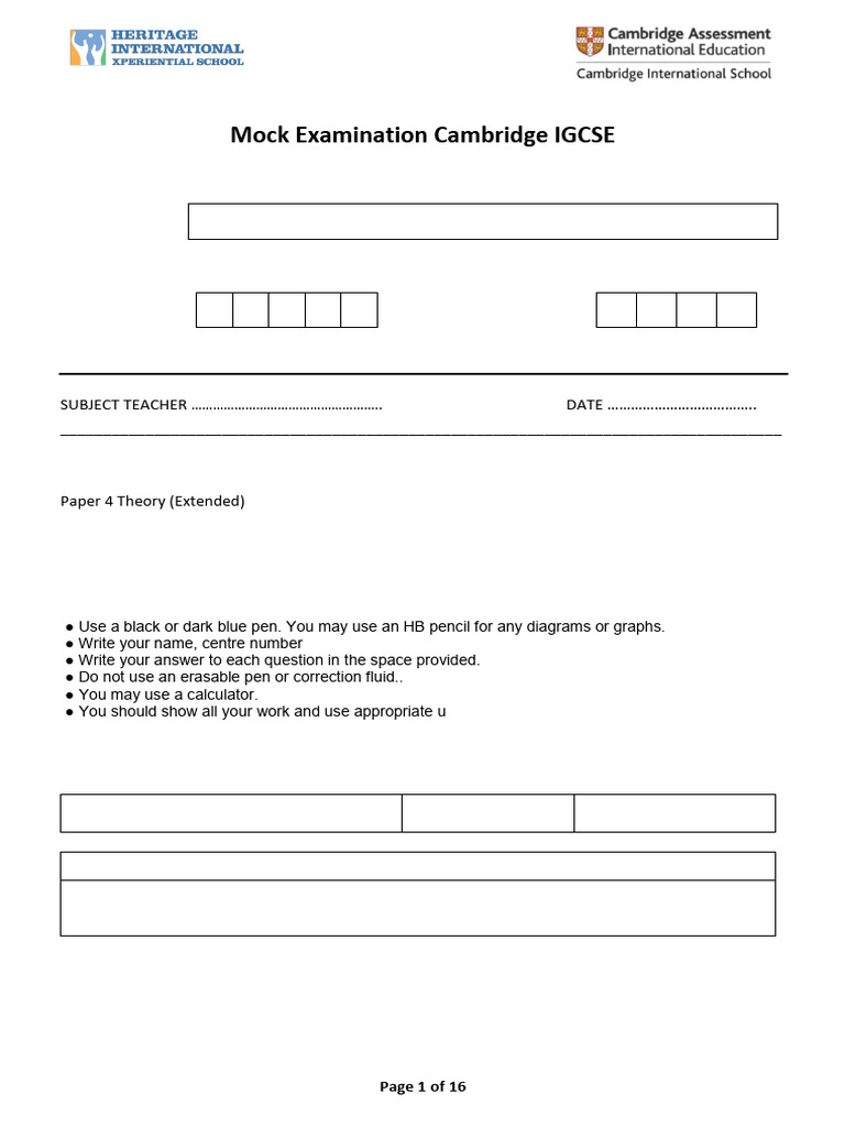IGCSE Biology Mock Exam 2024-2025 | PDF | Dominance (Genetics) | Ploidy