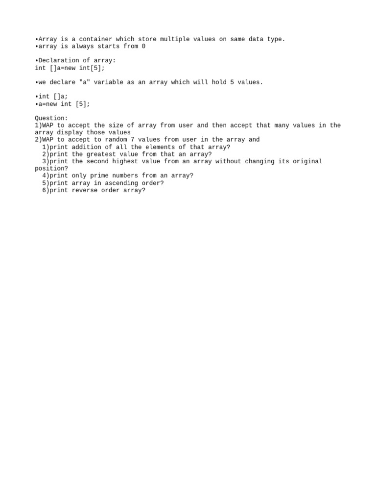 Array in Java Questions | PDF