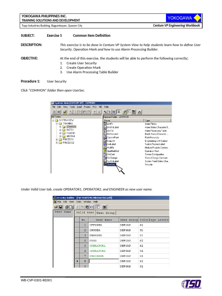 CentumVP Workbook - Exer 5 Common Item Definition | PDF | Computing ...