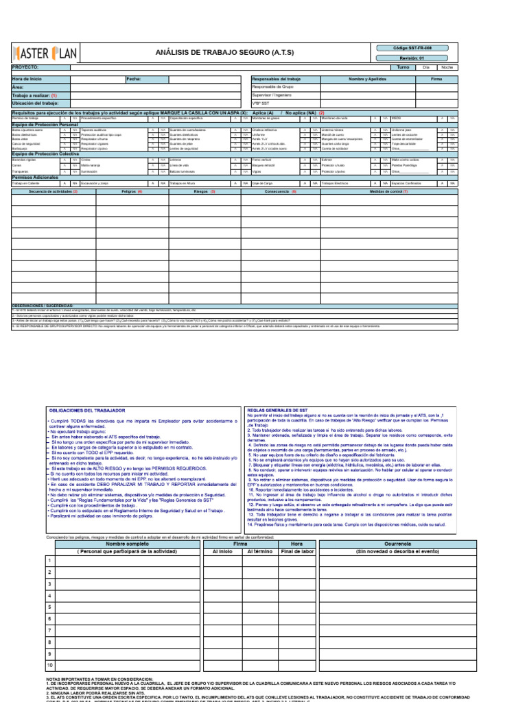 Análisis de Trabajo Seguro (ATS) | PDF