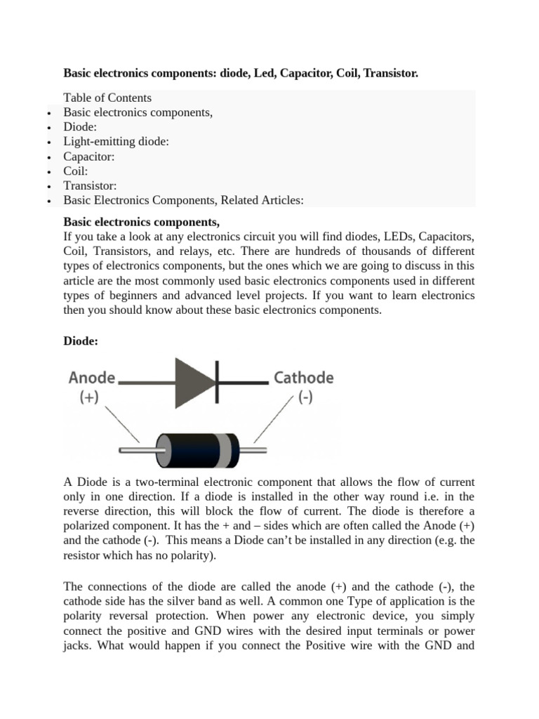 Essential Electronics Components Guide | PDF | Bipolar Junction ...