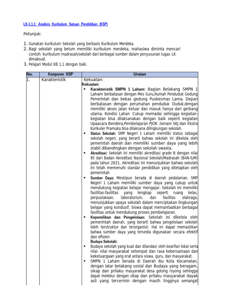 Contoh ANALISIS KOSP | PDF