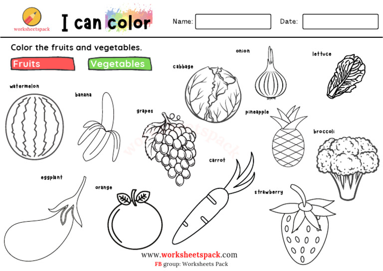 Fruits and Vegetables Coloring Pages | PDF