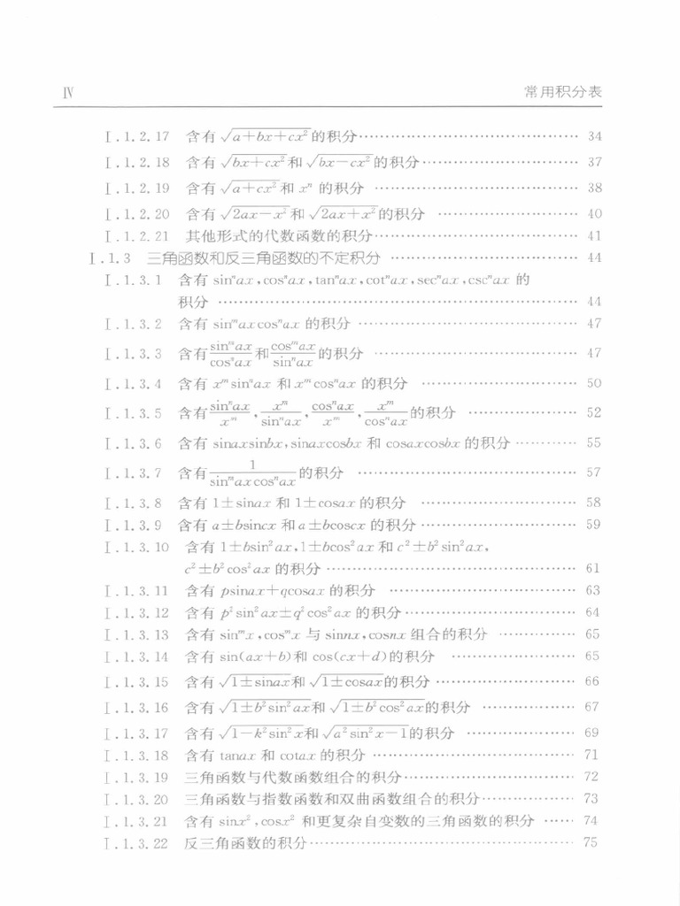 常用积分表 | PDF