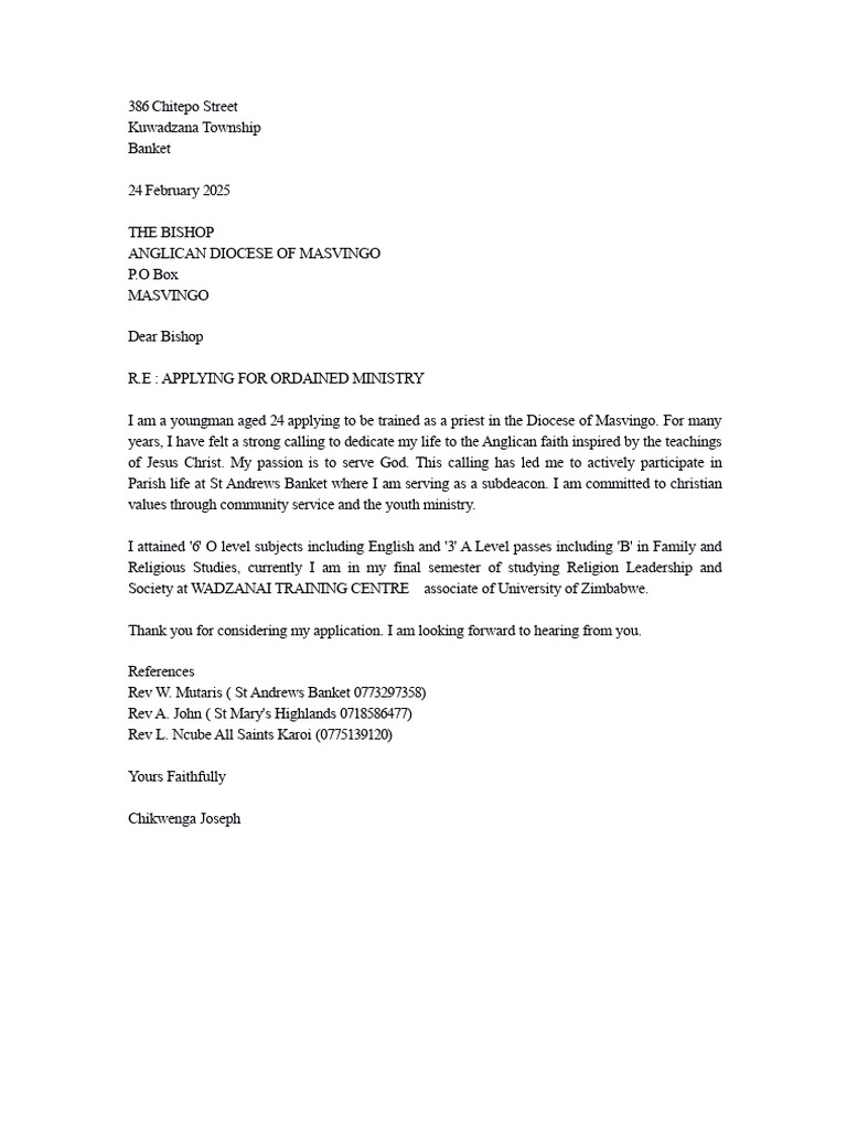 Application for Ordained Ministry | PDF