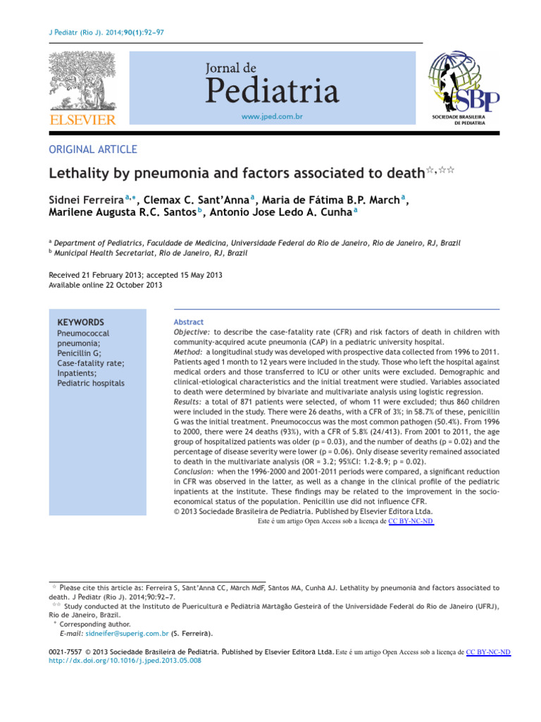 Lethality by Pneumonia and Factors Associated To Death | PDF ...