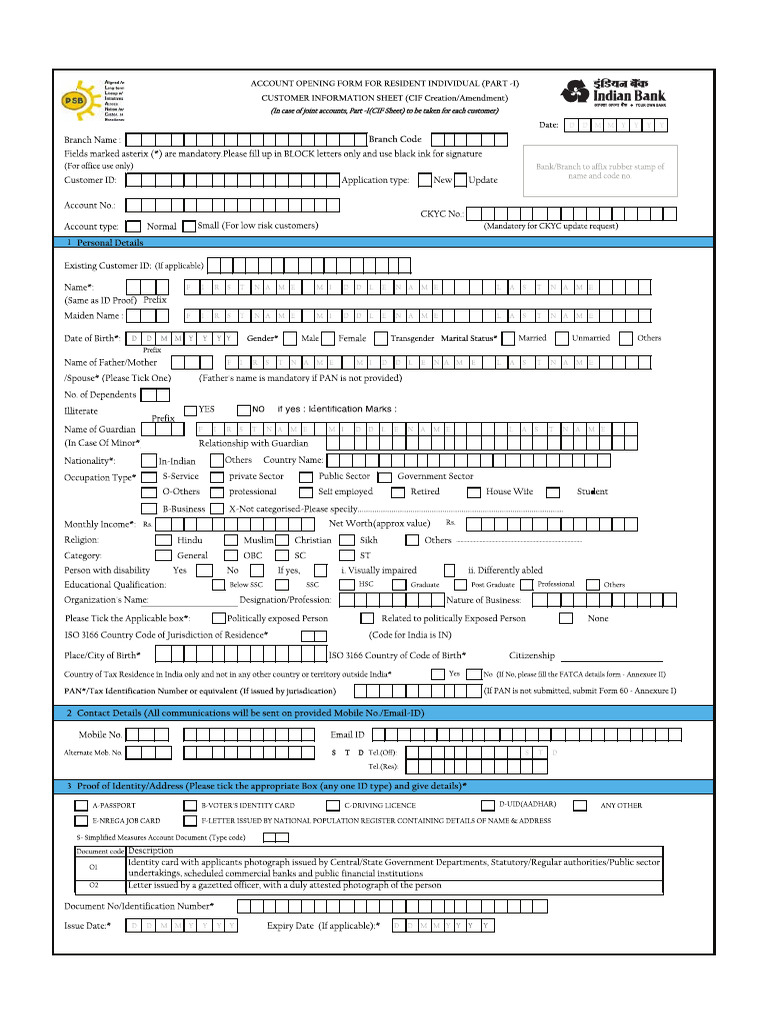CIF Individual Form | PDF