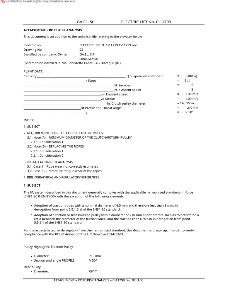 Elevator Rope Compliance Analysis | PDF | Risk | Elevator
