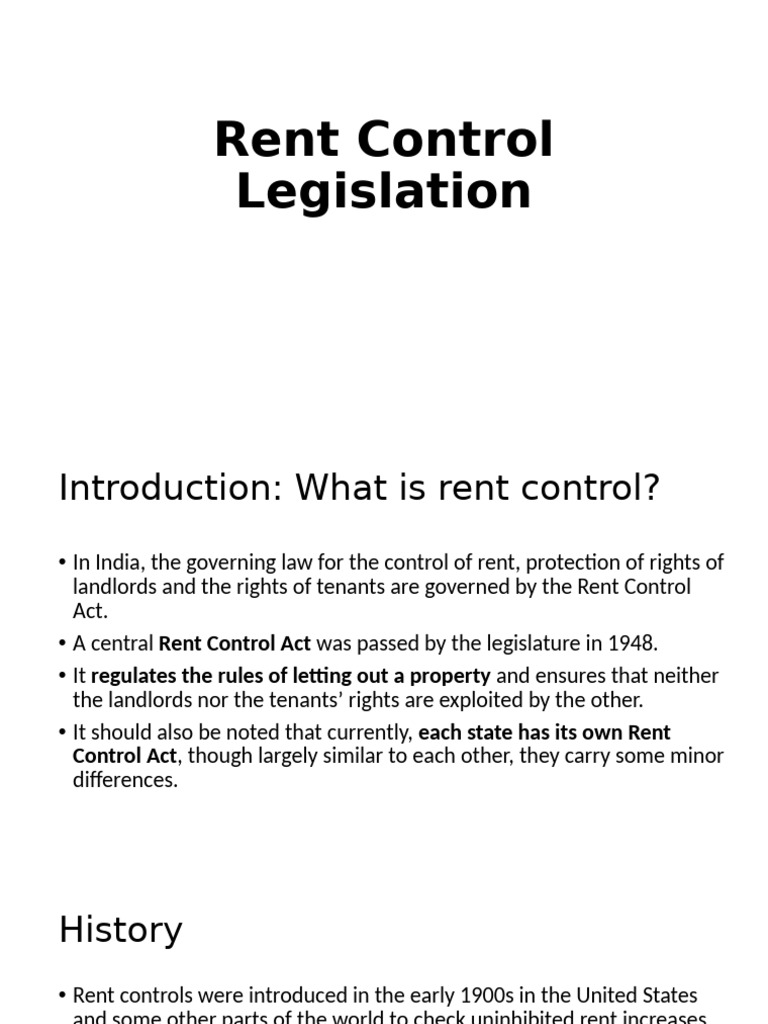 Rent Control Legislation | PDF | Lease | Leasehold Estate