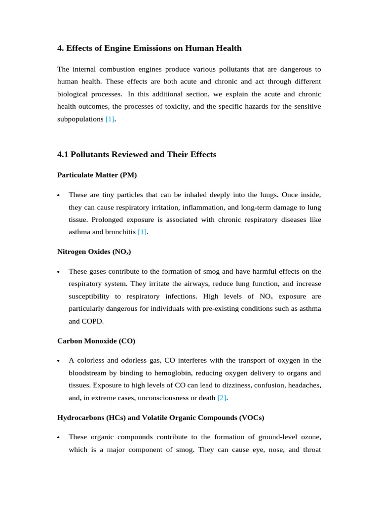 Engine Emissions and Health Risks | PDF | Air Pollution | Exhaust Gas