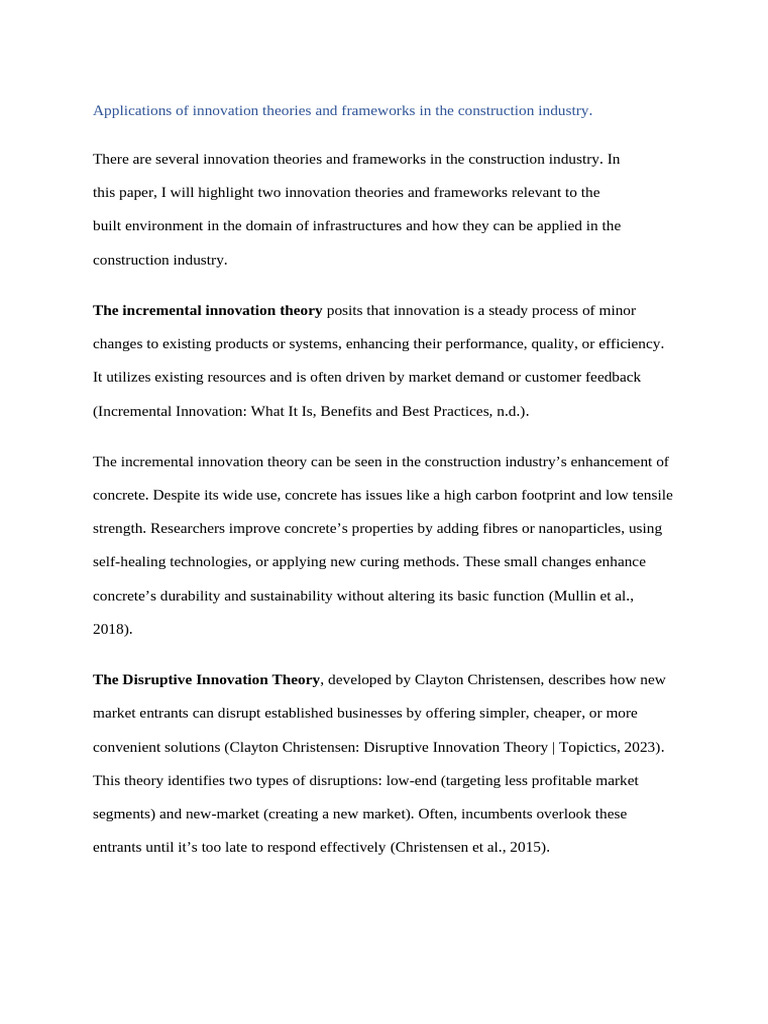 Innovation Theories in Construction Industry | PDF | Innovation ...