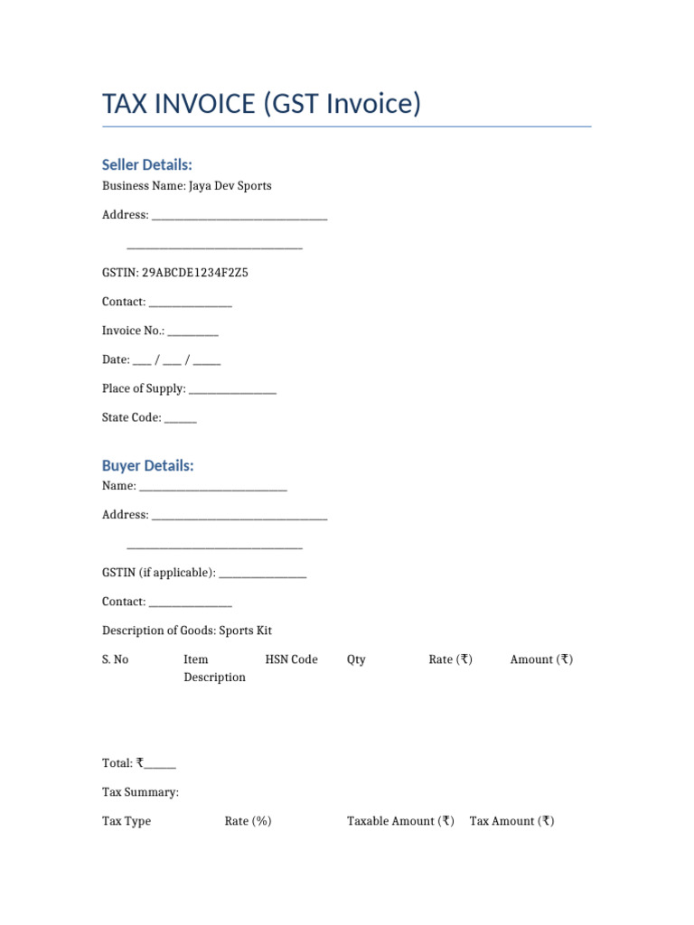 Jaya Dev Sports GST Invoice | PDF