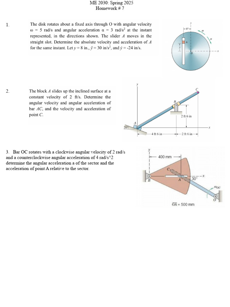 Angular Acceleration Analysis in ME 2030 | PDF
