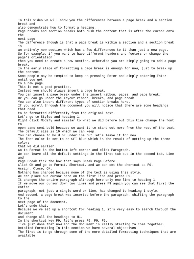 Page Break vs Section Break Explained | PDF | Note (Typography) | Paragraph