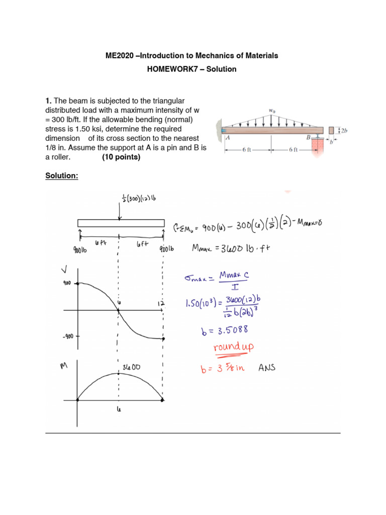 Mechanics of Materials Homework Solutions | PDF