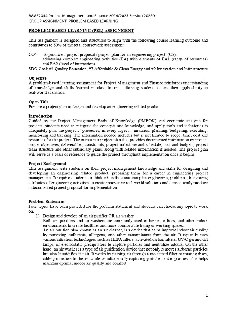 Project Plan for Engineering Product Development | PDF | Project ...