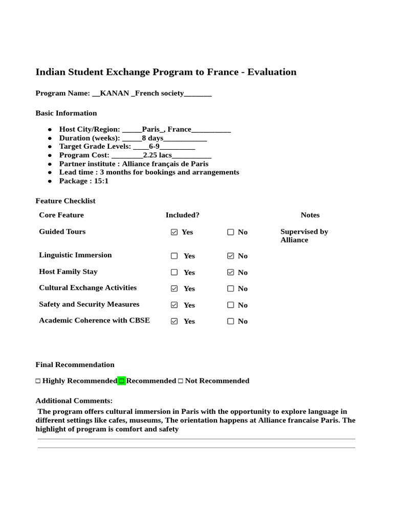 French - Exchnageproject Proposal | PDF