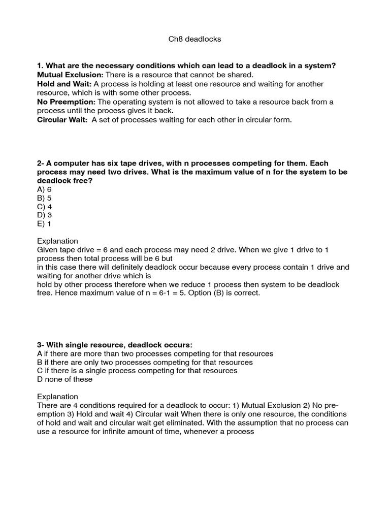 Understanding Deadlocks in OS | PDF | Theoretical Computer Science ...
