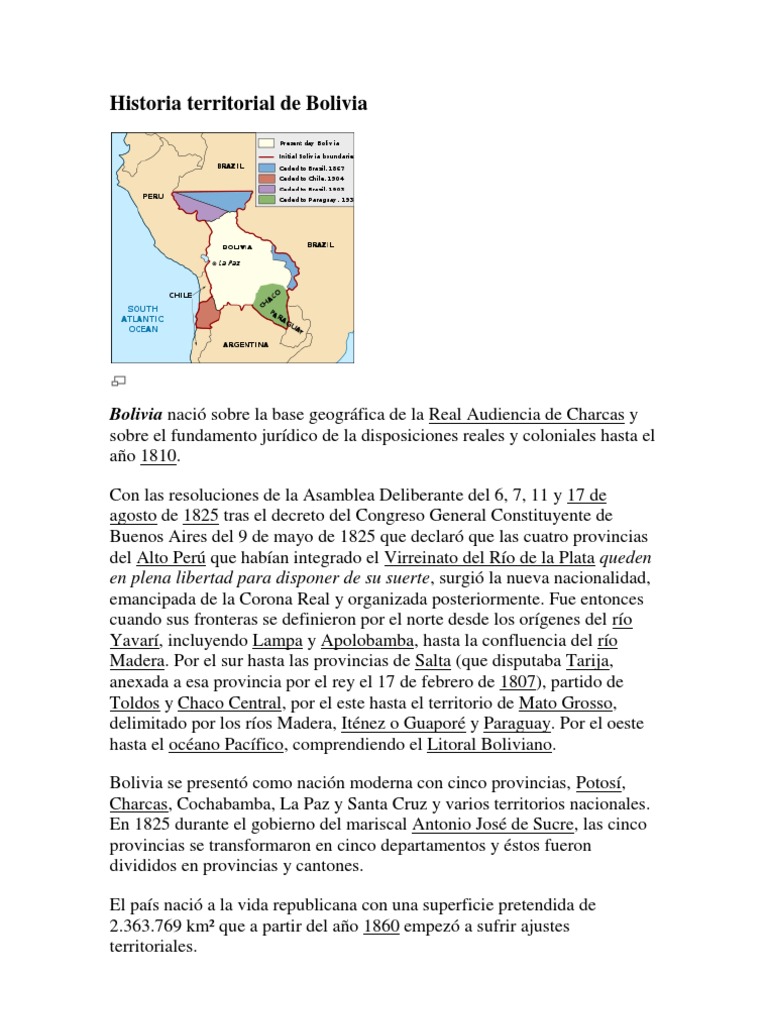 Historia Territorial de Bolivia PDF Bolivia América del Sur