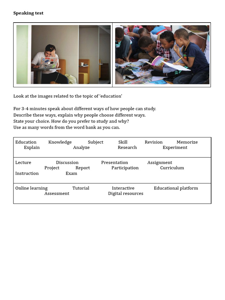 Speaking test | PDF