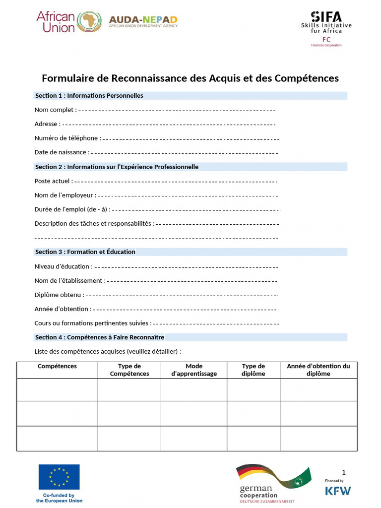 Formulaire RPL pour Reconnaissance des Acquis | PDF