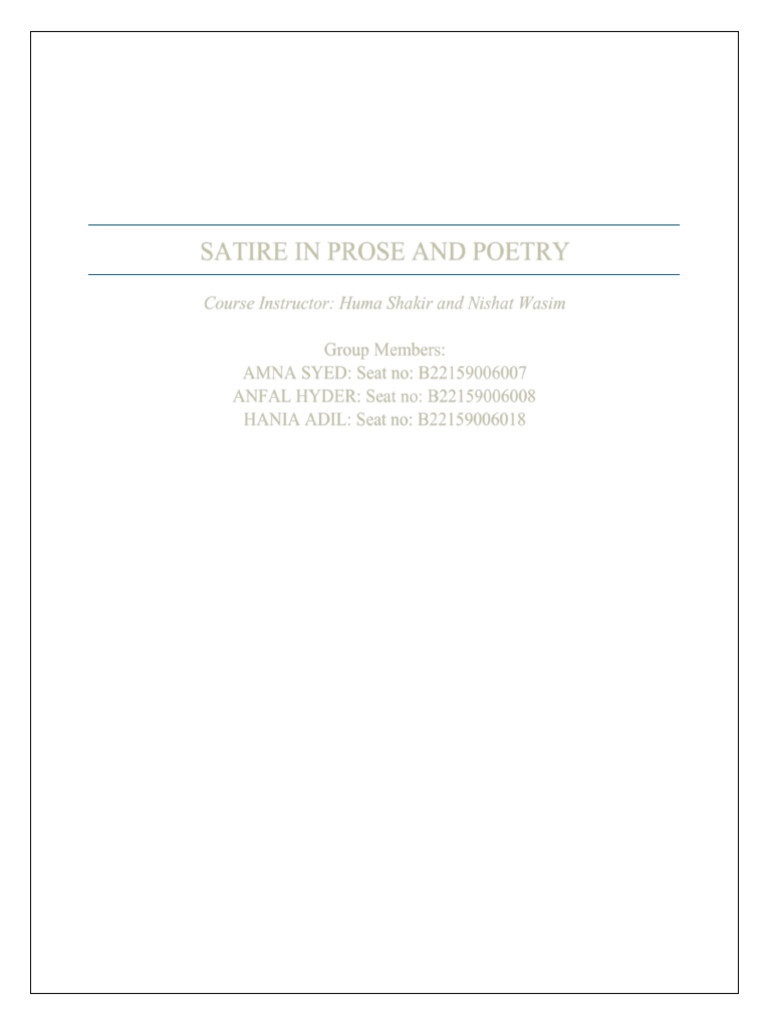 Understanding Satirical Poetry Types | PDF | Satire | Jonathan Swift