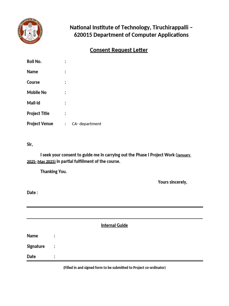 Project Consent Request Letter Template | PDF
