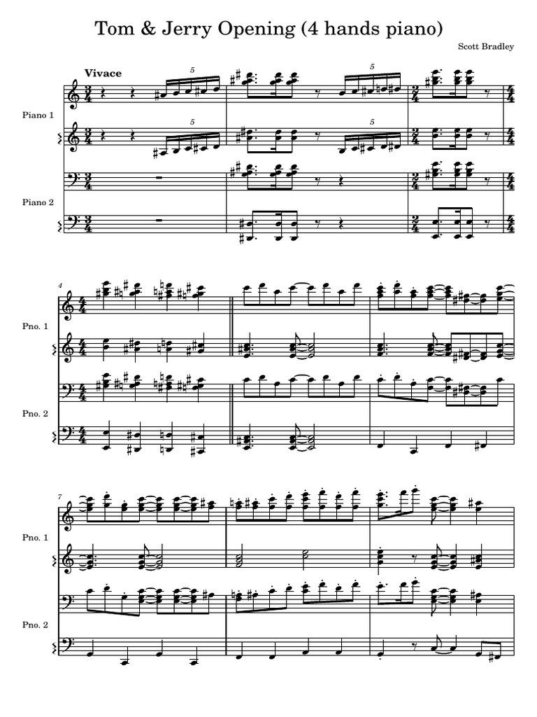 Tom Jerry Opening Hands Piano | PDF