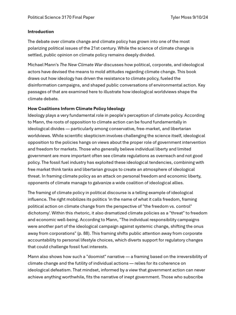 Ideology's Role in Climate Policy Debate | PDF | Politics Of Climate ...