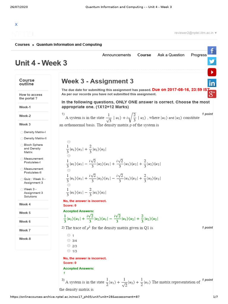 Noc17-Ph05 Week 03 Assignment 01 | PDF | Linear Algebra | Mathematical ...