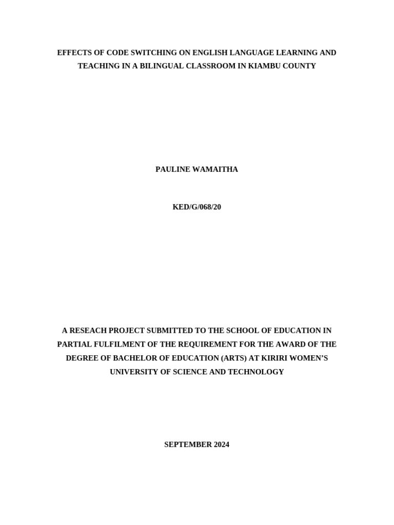 Code Switching in Bilingual English Learning | PDF | Multilingualism ...