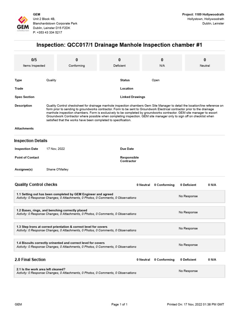 1189 Hollywoodrath 1 QCC017 - 1 - Drainage - Manhole - Inspection ...