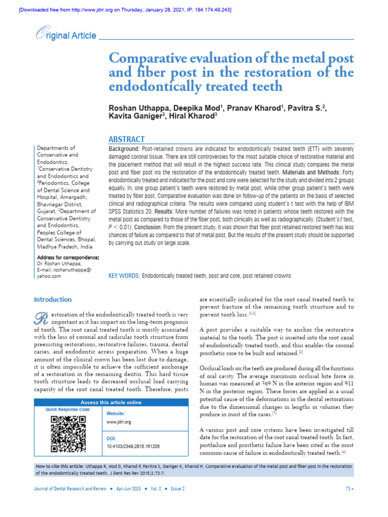 A Comparative Evaluation of Fracture Resistance of | PDF | Dentistry ...
