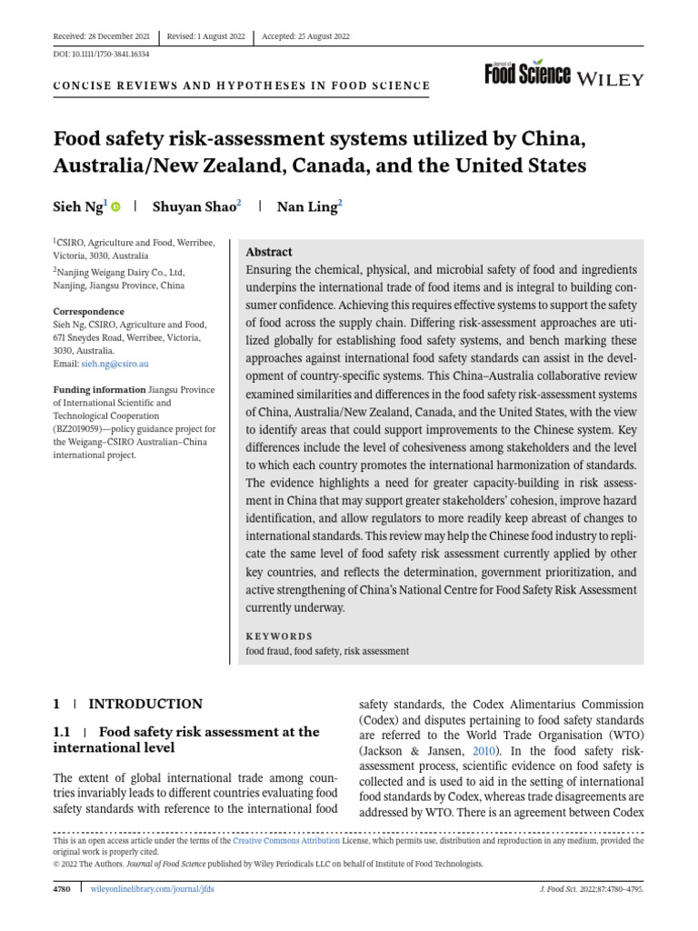 Global Food Safety Risk Assessment Review | PDF | Food Safety | Risk ...