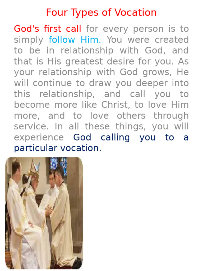 Understanding Vocation Types | PDF | Catholic Church | Priest