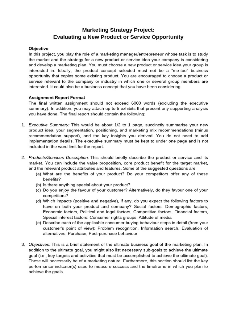 Marketing Strategy Project Guidelines | PDF | Marketing | Market ...