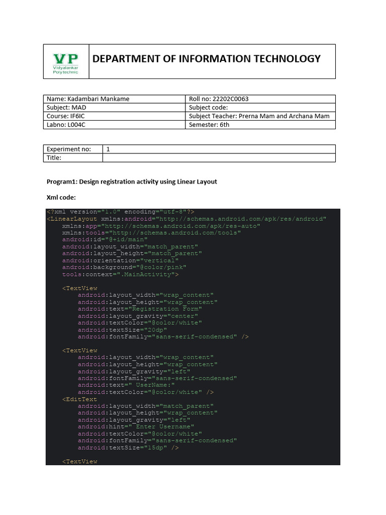 Android Registration Activity Designs | PDF | Android (Operating System ...