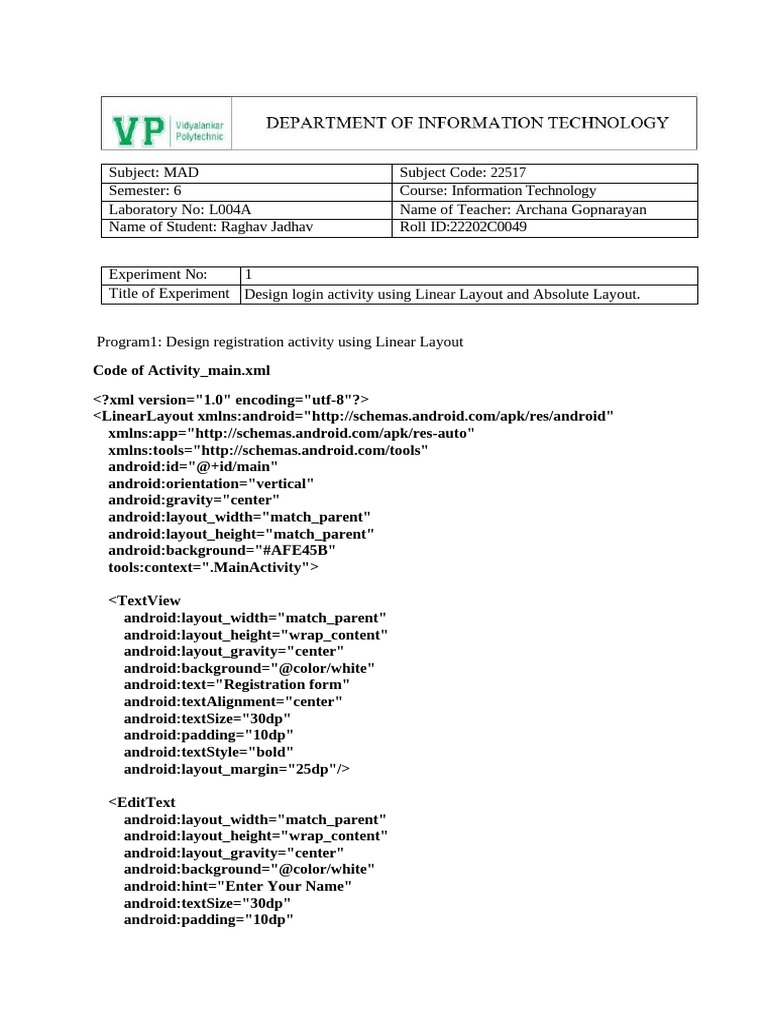 Android Registration Activity Designs | PDF | Android (Operating System ...