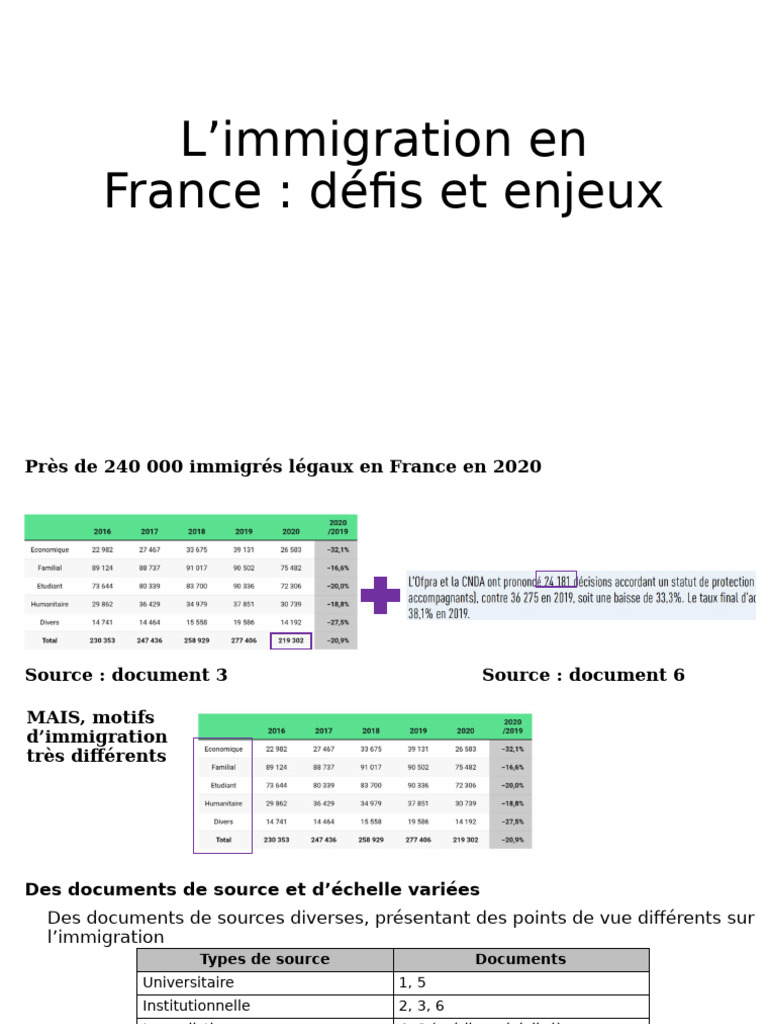 Immigration en France : enjeux et opportunités | PDF | Immigration ...