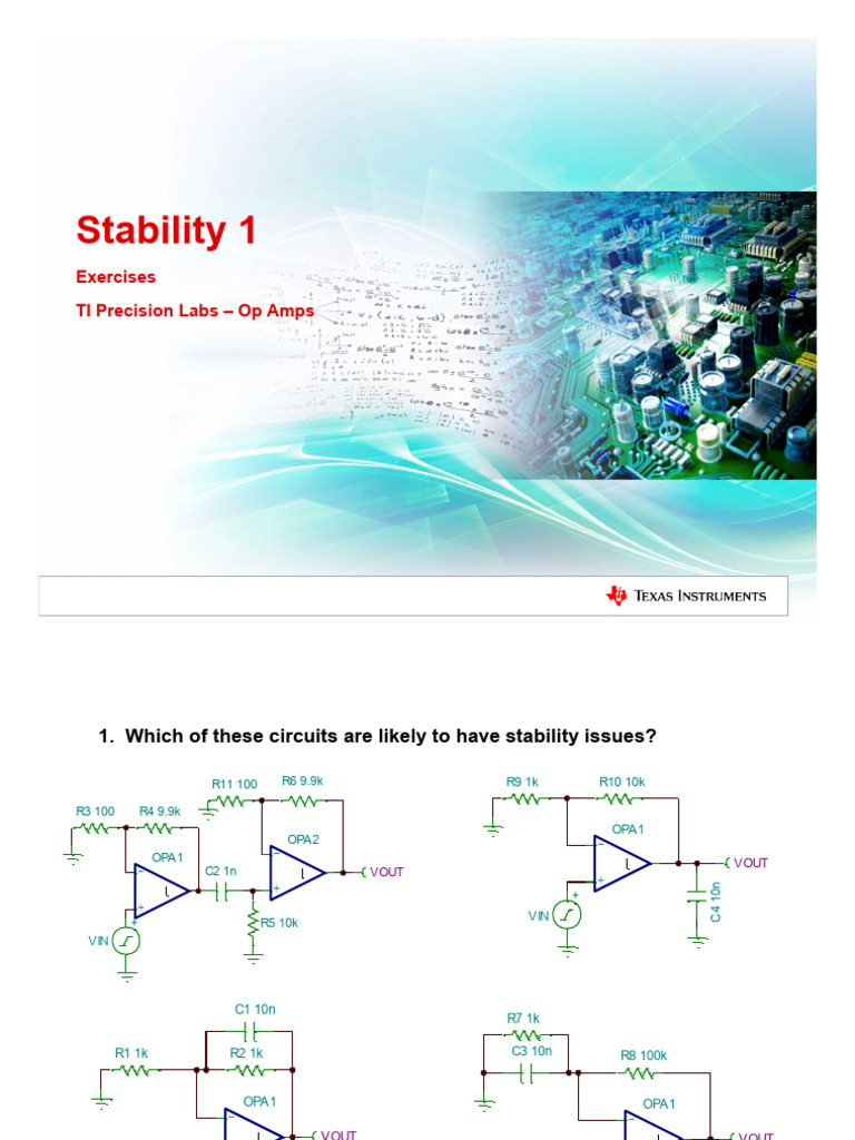 Op Amp Stability Analysis Exercises | PDF | Amplifier | Electricity