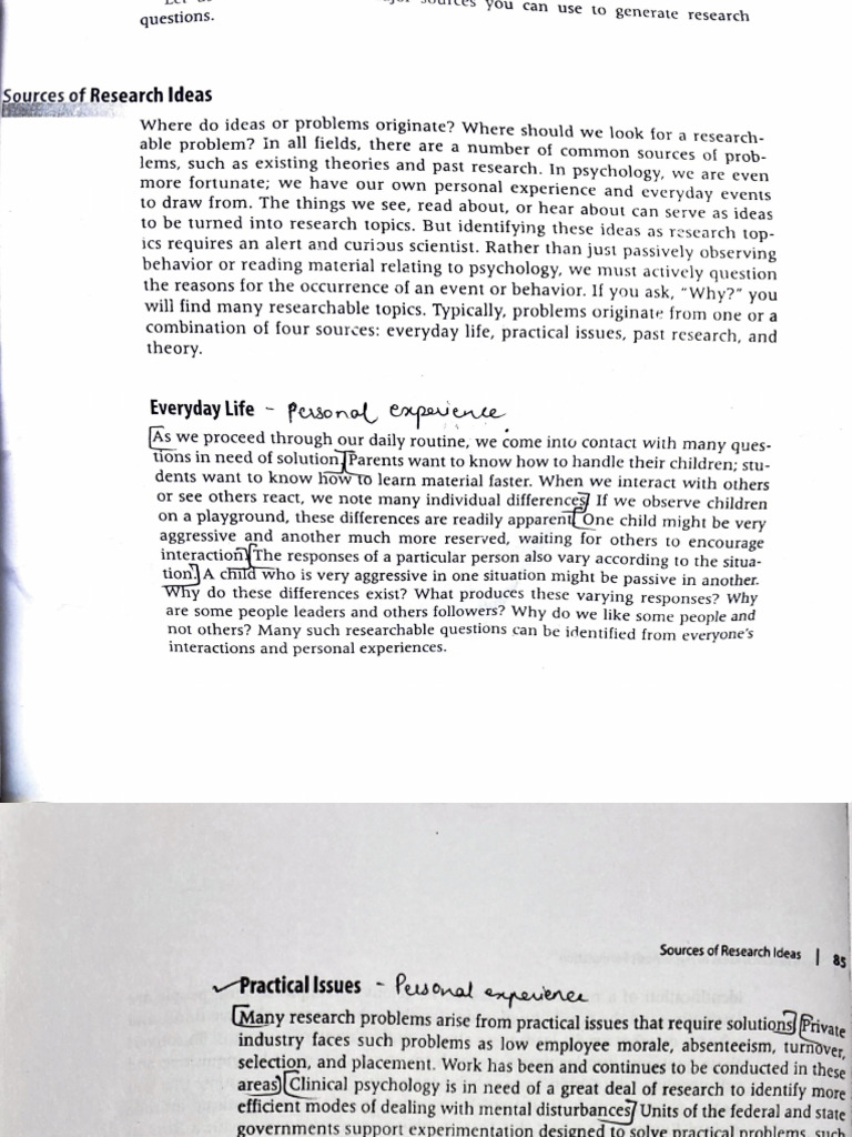 Sources of Research Ideas in Psychology | PDF