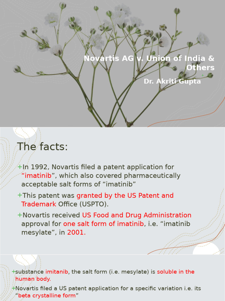 Novartis Patent Case in India Explained | PDF | Novartis | Intellectual ...