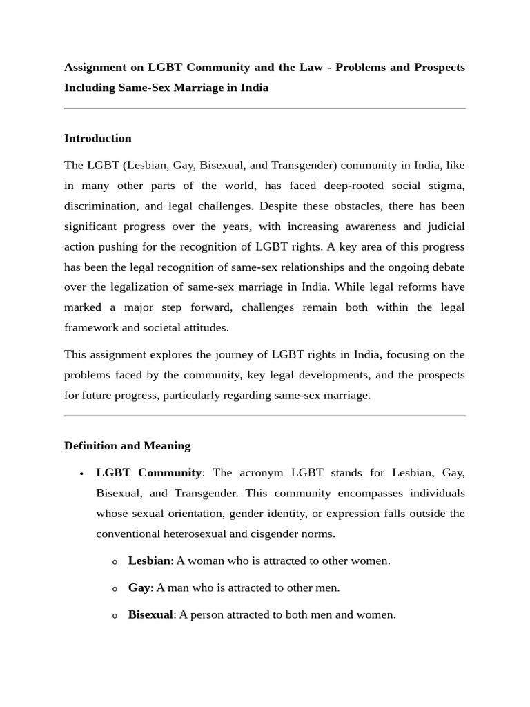 LGBT Rights and Same-Sex Marriage in India | PDF | Homosexuality | Same ...