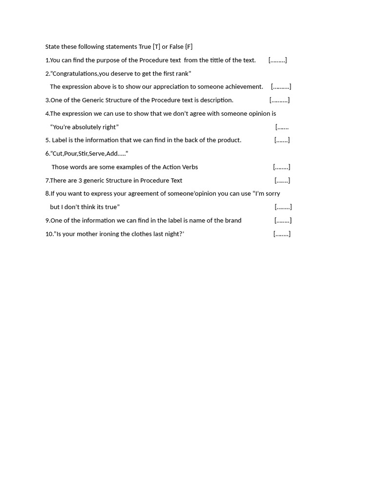 State These Following Statements True | PDF