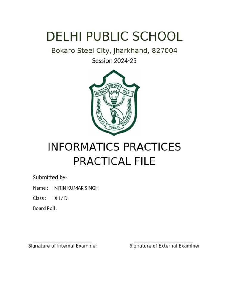 Informatics Practices Practical File XII | PDF