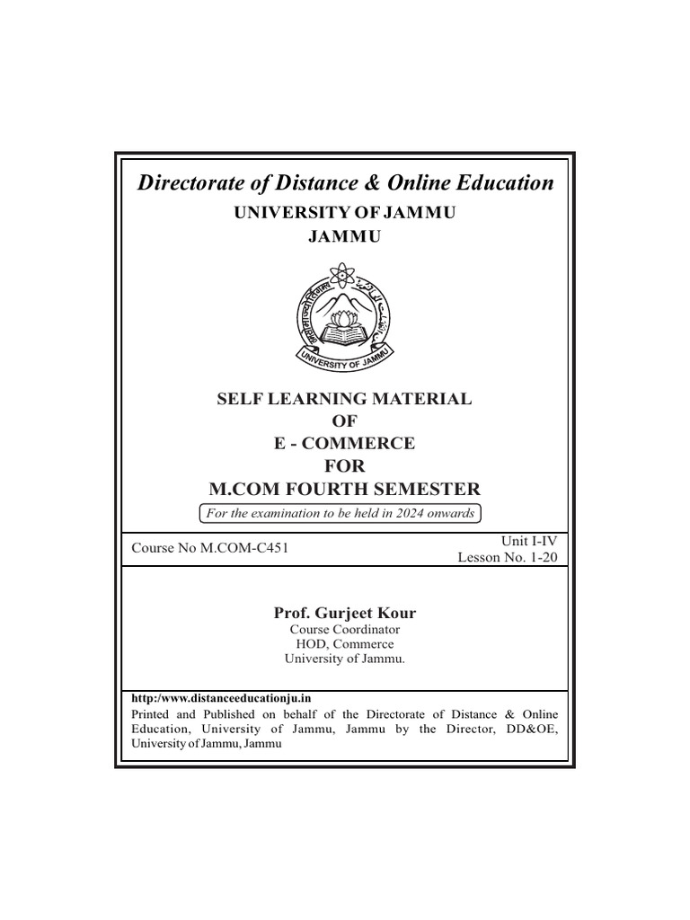 E-Commerce Course Overview for M.Com | PDF | E Commerce | E Government